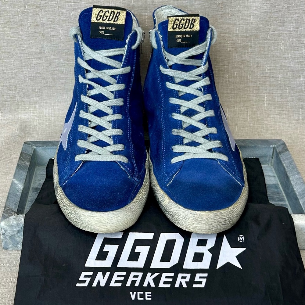 Golden Goose Francy High-Top Sneakers – Cobalt Blue Suede Like New EU 39/US 8.5 - Picture 5 of 11
